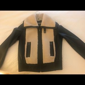 Moto leather jacket with Sherpa collar